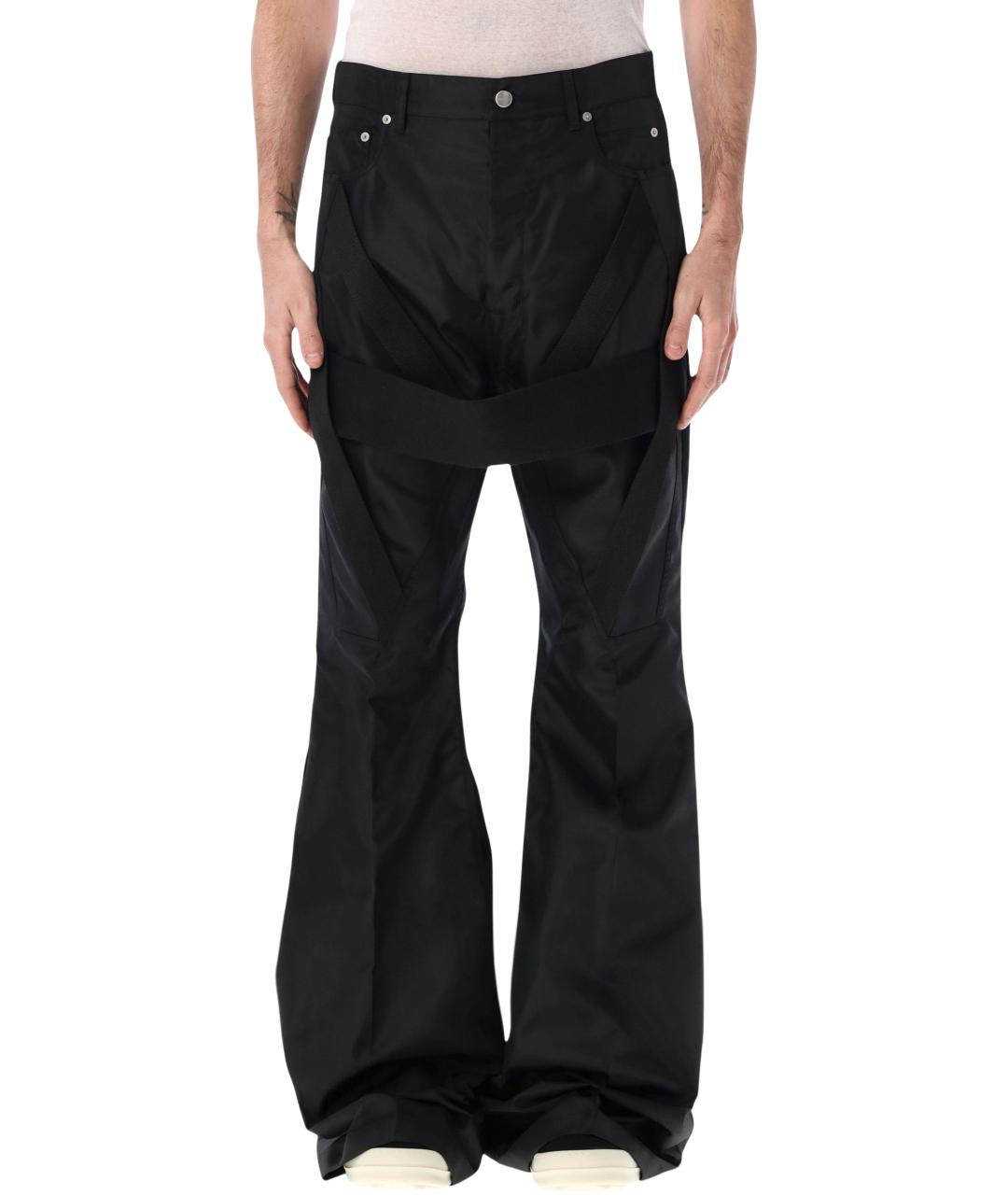 RICK OWENS Черные полиамидовые повседневные брюки, фото 1