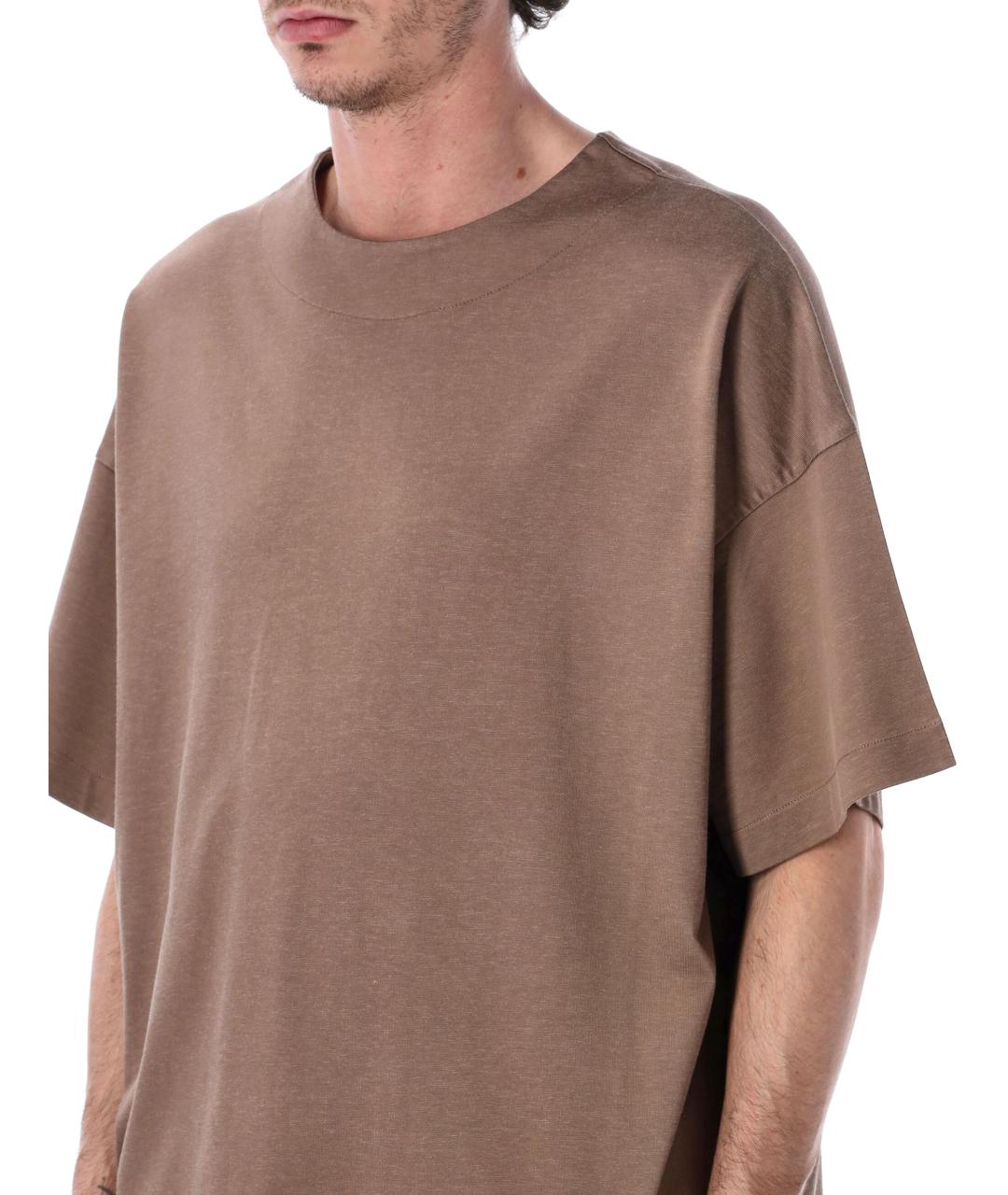 FEAR OF GOD Коричневая хлопковая футболка, фото 3