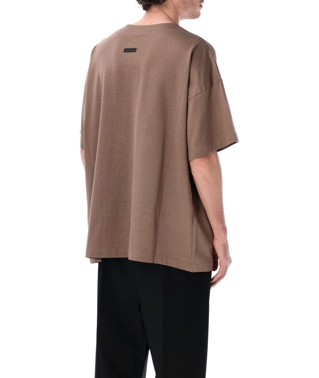 FEAR OF GOD Коричневая хлопковая футболка, фото 2