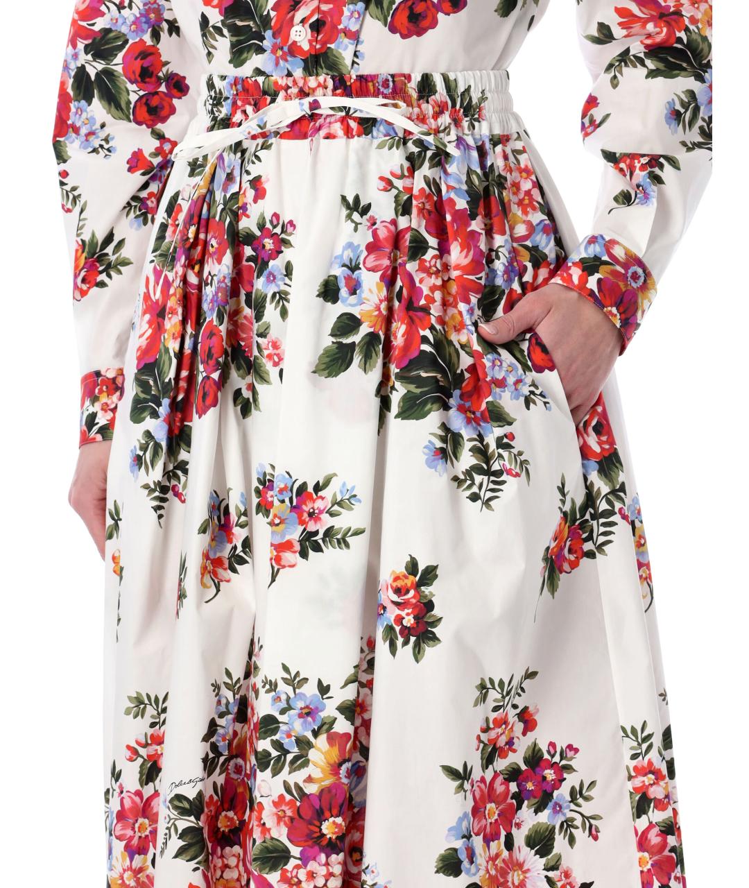 DOLCE&GABBANA Белая хлопковая юбка миди, фото 3