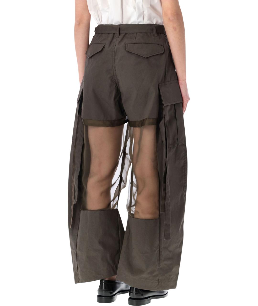 SACAI Хаки хлопковые прямые брюки, фото 2