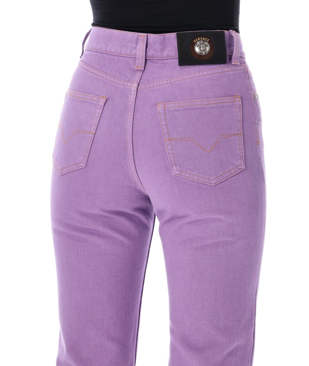 VERSACE Фиолетовые хлопковые прямые джинсы, фото 4