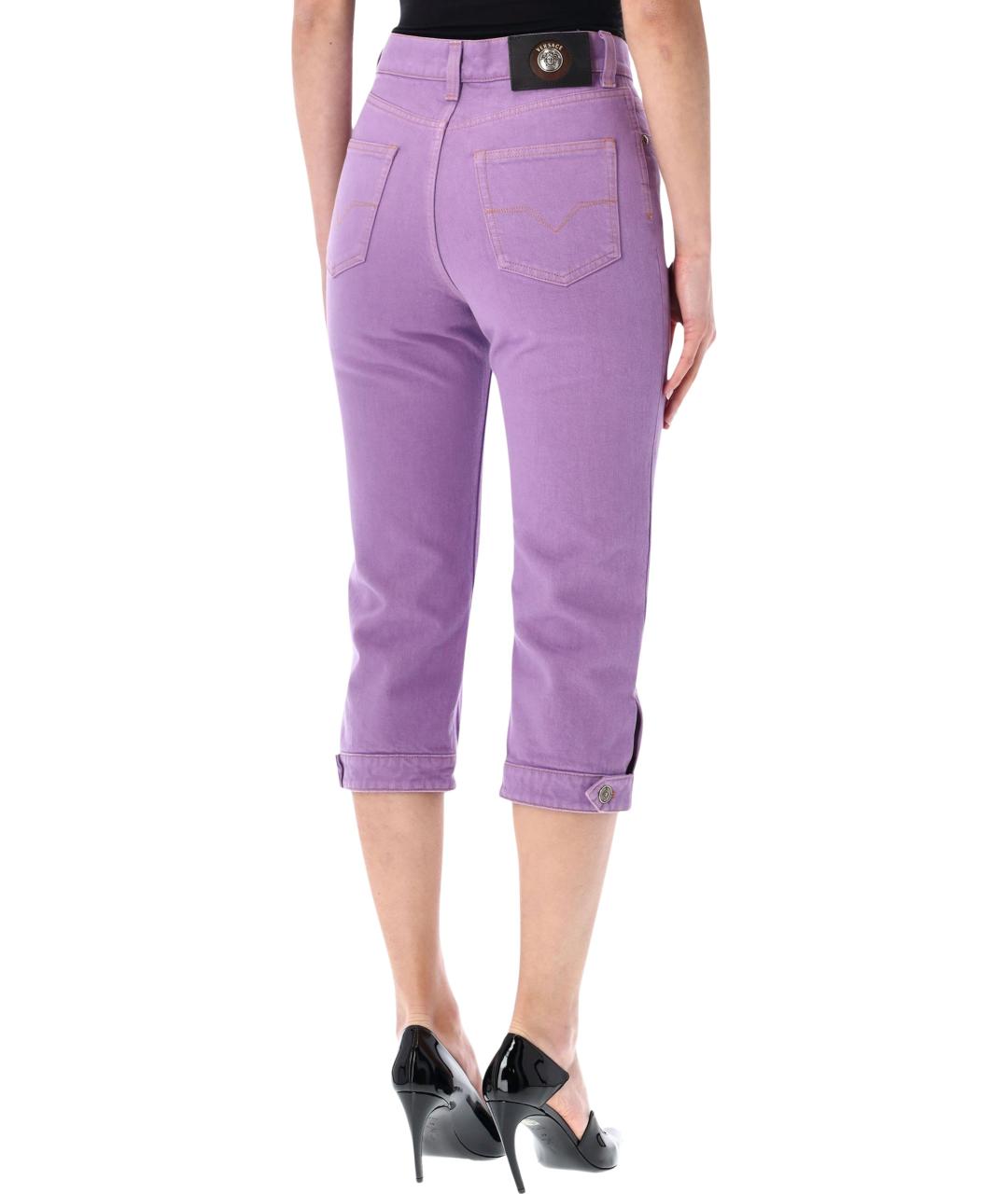 VERSACE Фиолетовые хлопковые прямые джинсы, фото 3