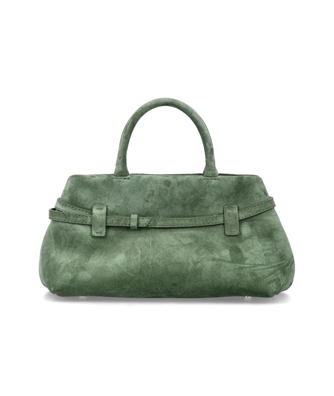 MANU ATELIER Зеленая замшевая сумка с короткими ручками, фото 3