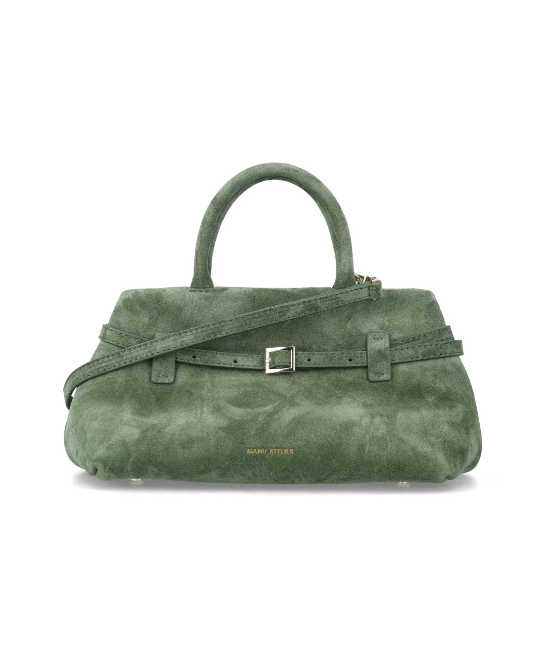 MANU ATELIER Зеленая замшевая сумка с короткими ручками, фото 1