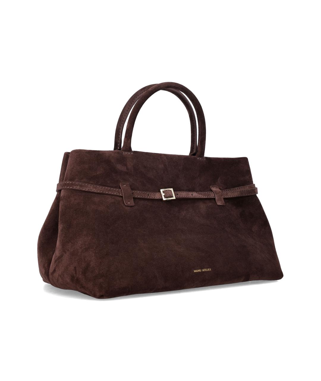 MANU ATELIER Коричневая замшевая сумка тоут, фото 2