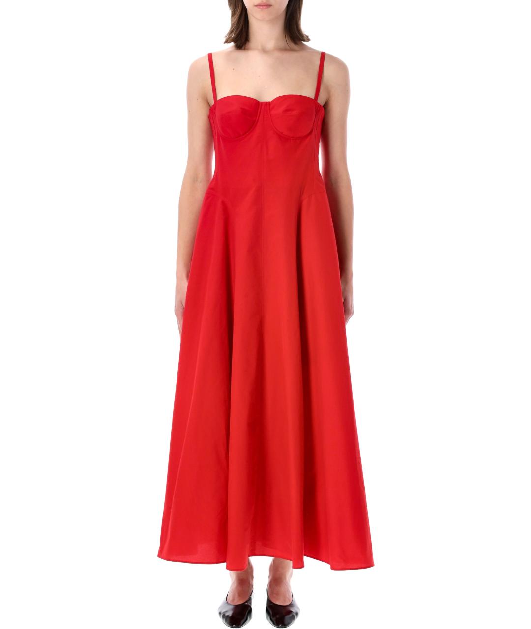 RALPH LAUREN Красное хлопковое платье, фото 1