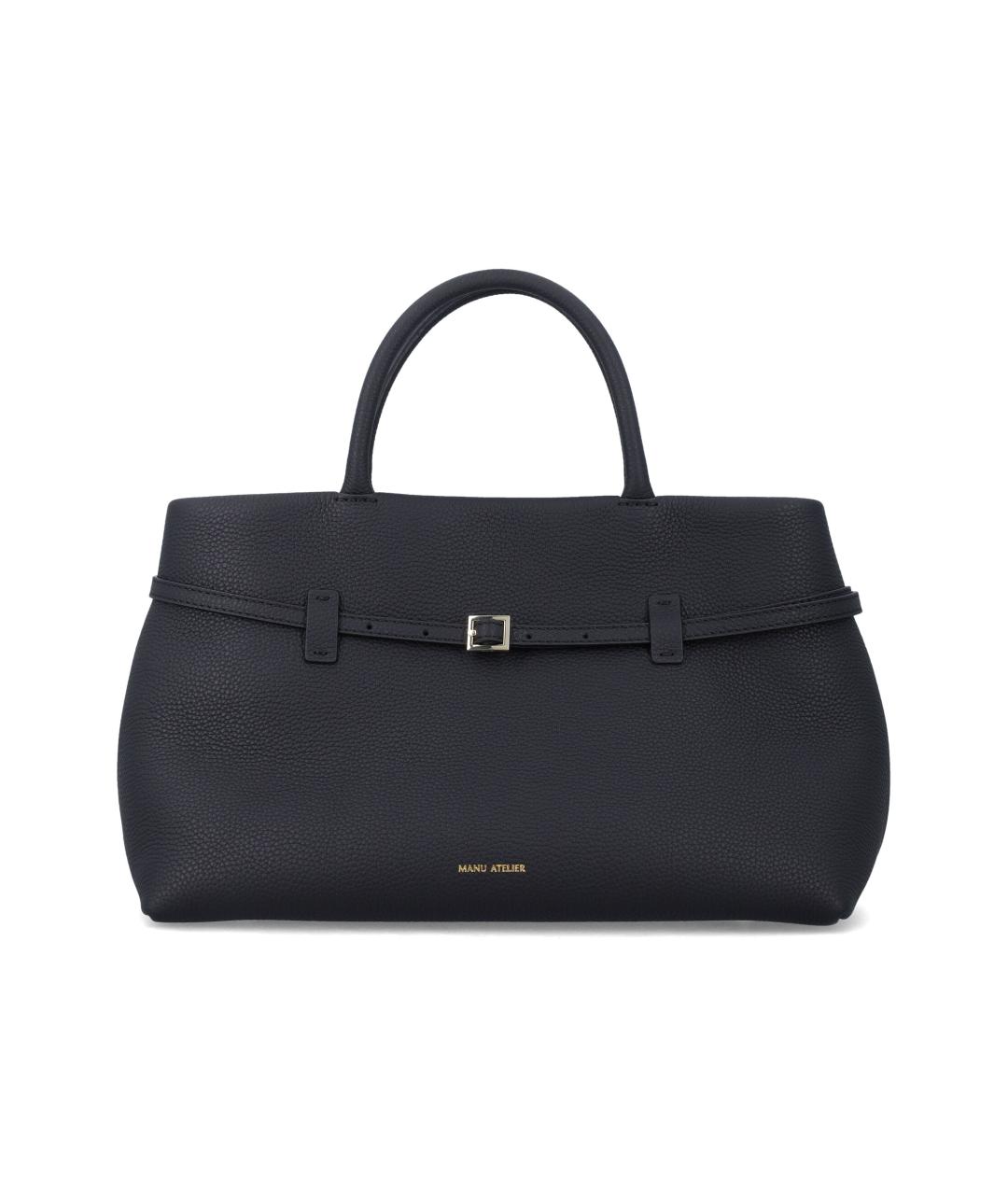 MANU ATELIER Черная кожаная сумка с короткими ручками, фото 1