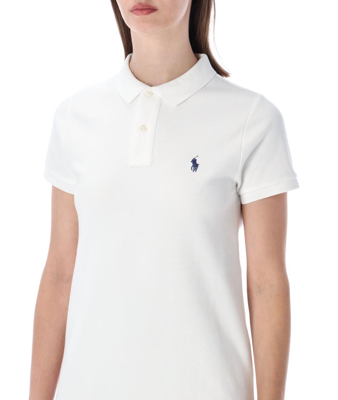 POLO RALPH LAUREN Белое хлопковое повседневное платье, фото 3