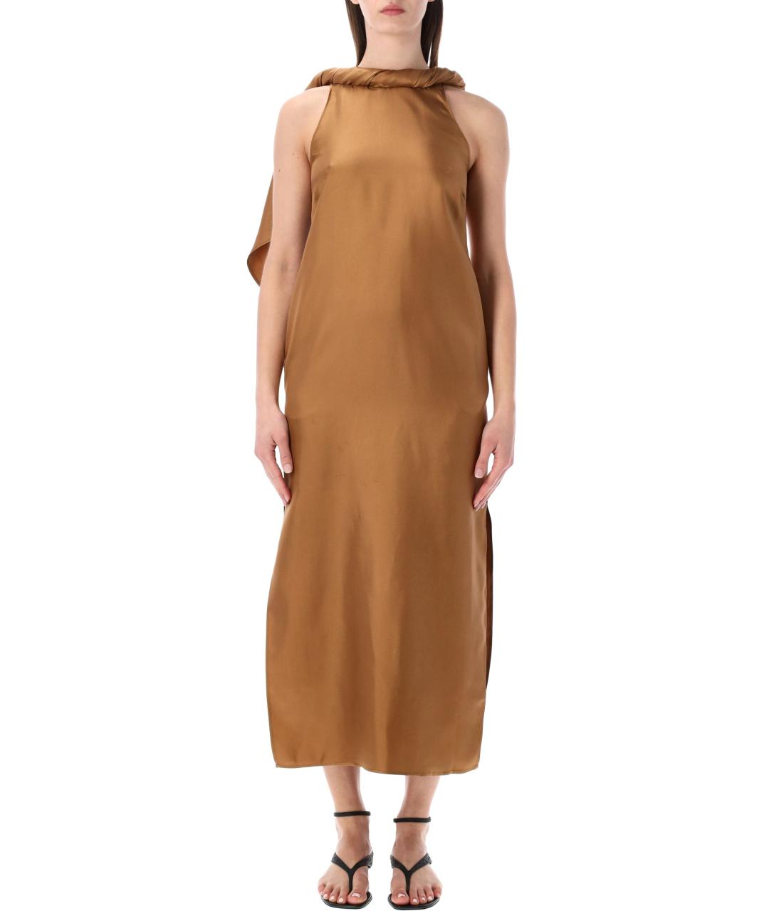 LOULOU STUDIO Коричневое шелковое платье, фото 1