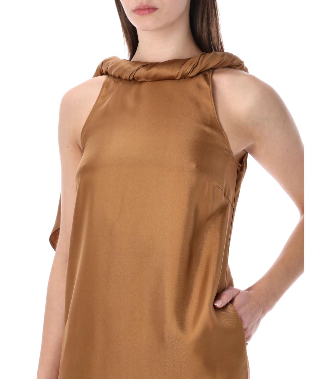 LOULOU STUDIO Коричневое шелковое платье, фото 3