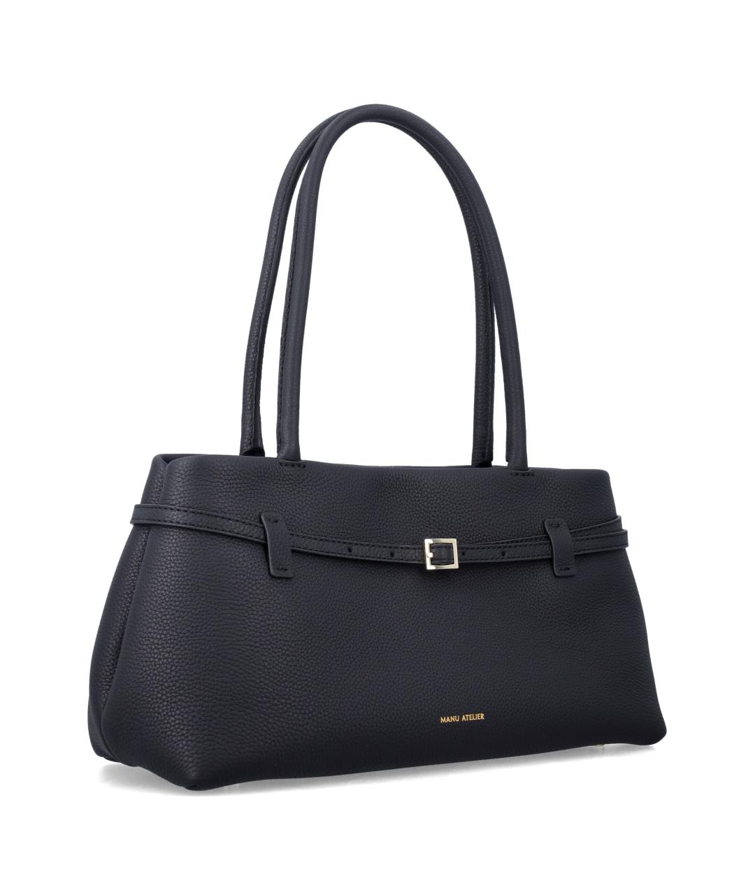 MANU ATELIER Черная кожаная сумка тоут, фото 2