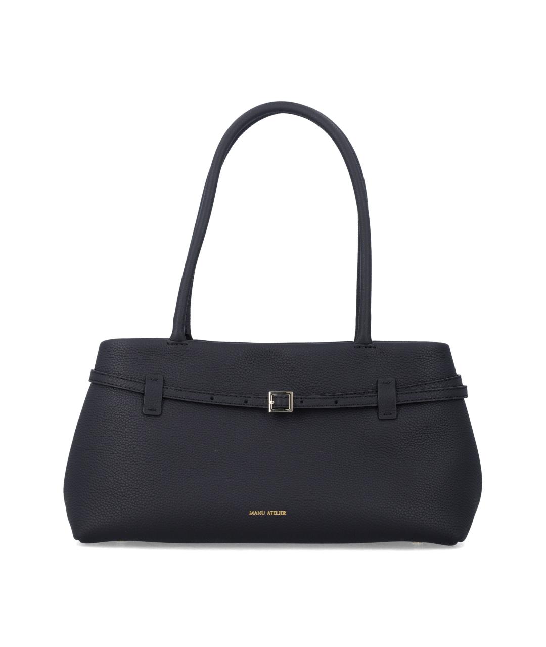 MANU ATELIER Черная кожаная сумка тоут, фото 1