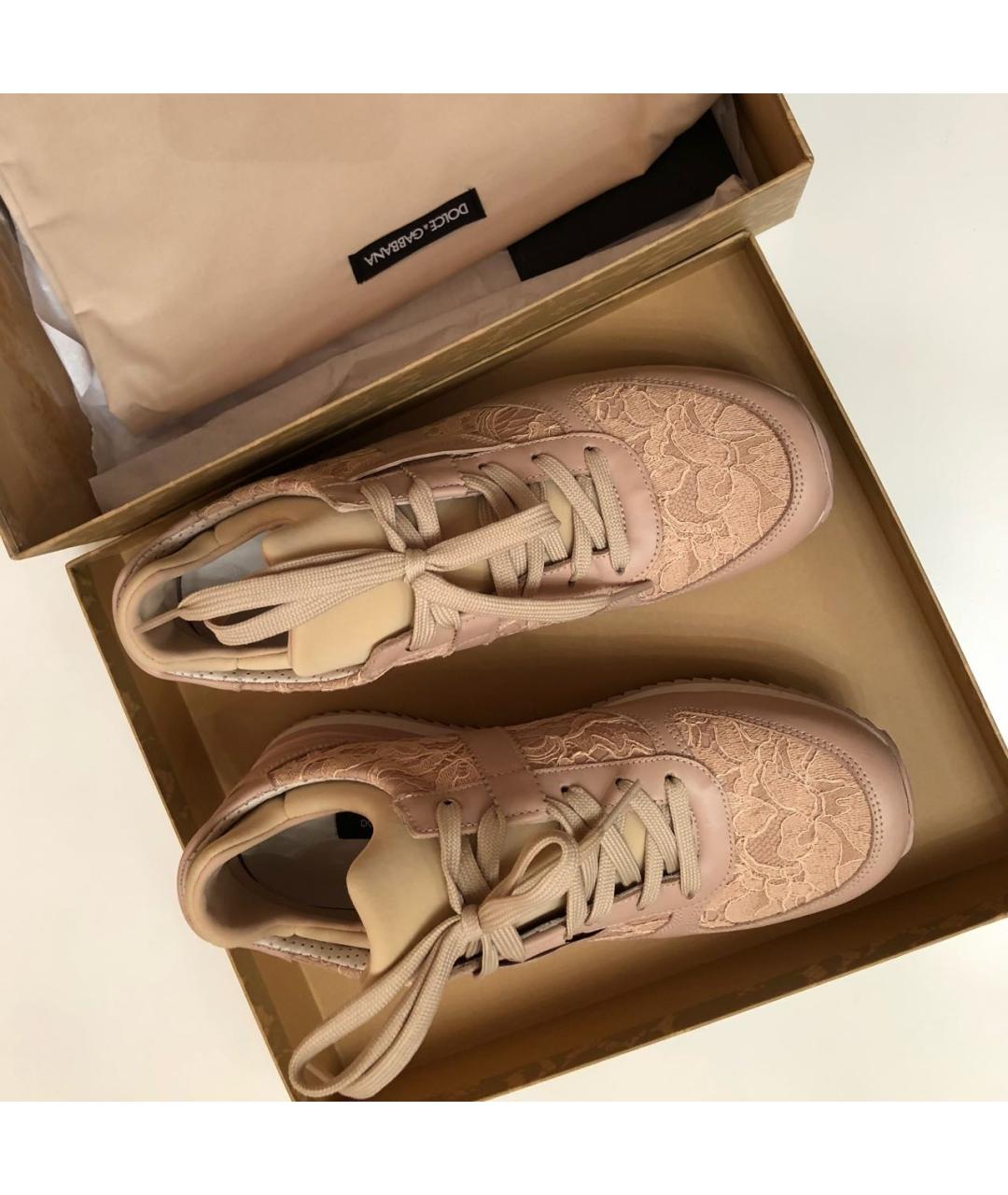 DOLCE&GABBANA Розовые кожаные кроссовки, фото 4