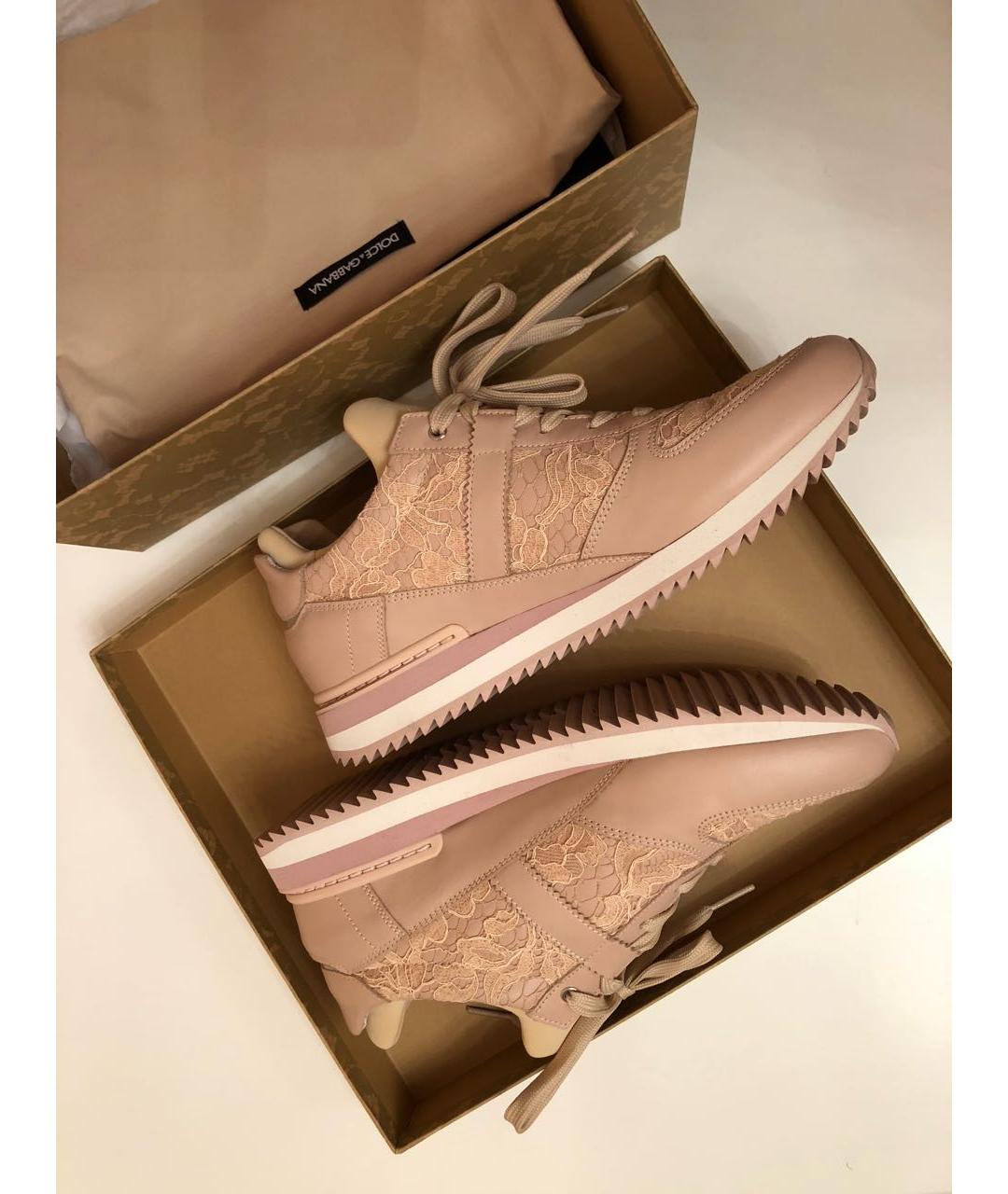 DOLCE&GABBANA Розовые кожаные кроссовки, фото 5