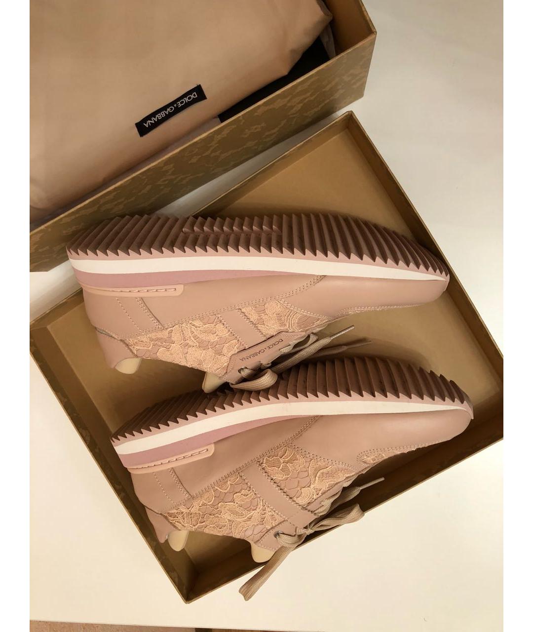 DOLCE&GABBANA Розовые кожаные кроссовки, фото 2