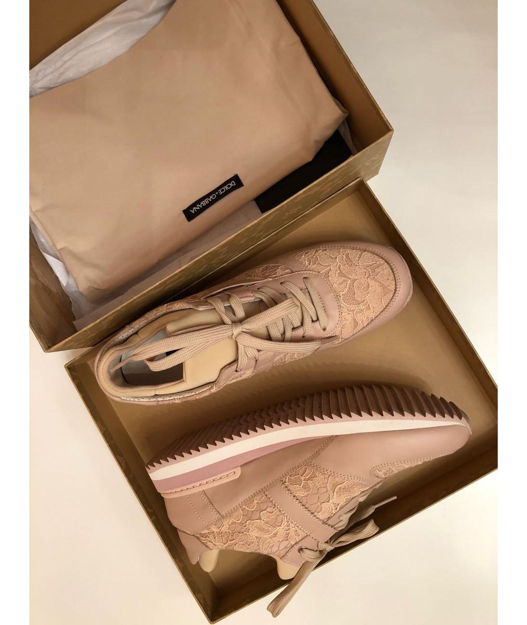 DOLCE&GABBANA Розовые кожаные кроссовки, фото 3