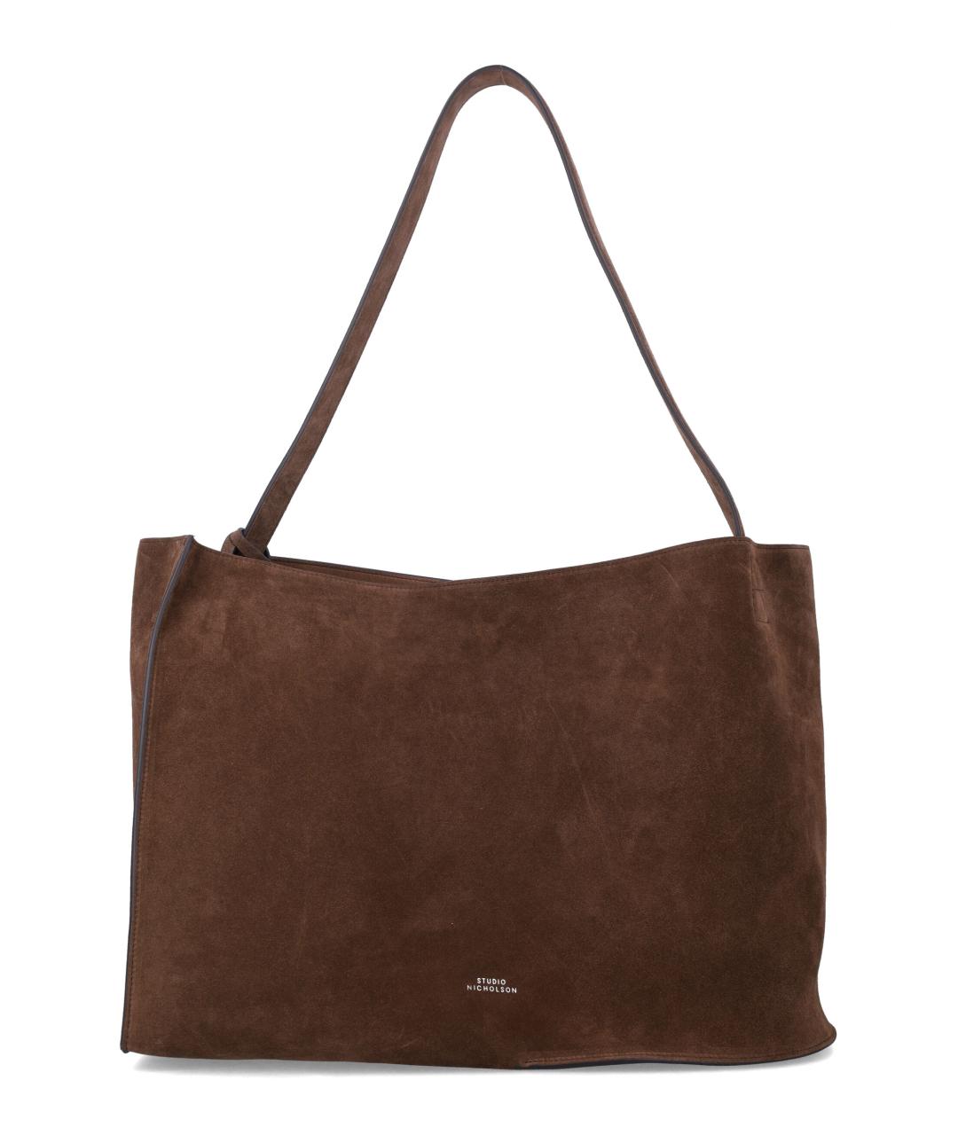 STUDIO NICHOLSON Коричневая замшевая сумка тоут, фото 1
