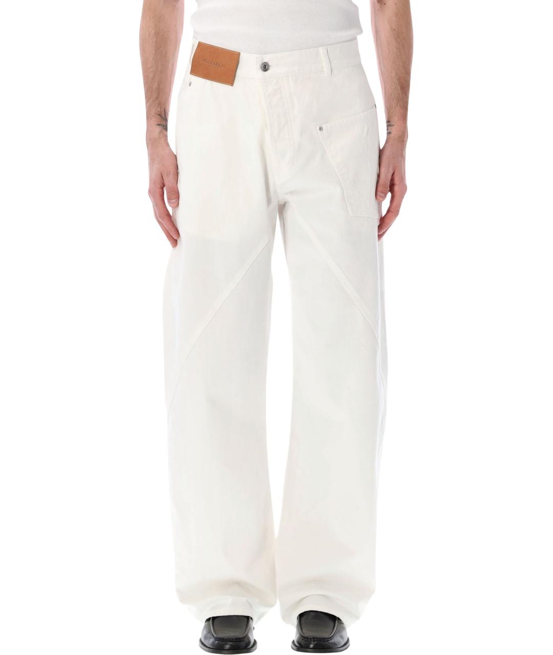 J.W.ANDERSON Белые хлопковые прямые джинсы, фото 1