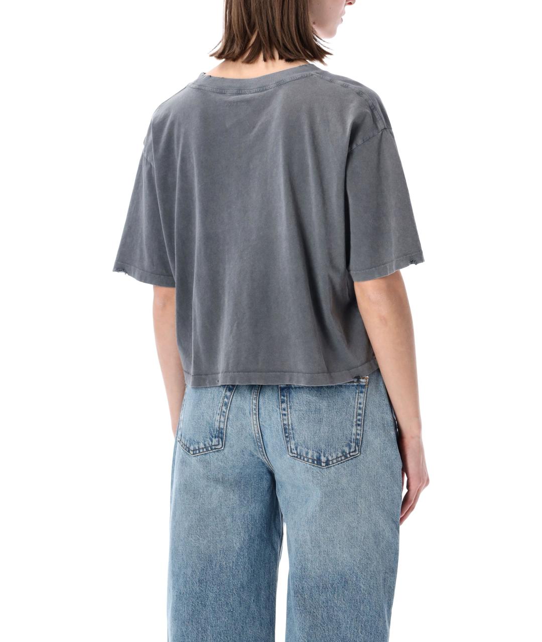 ANINE BING Серая хлопковая футболка, фото 2