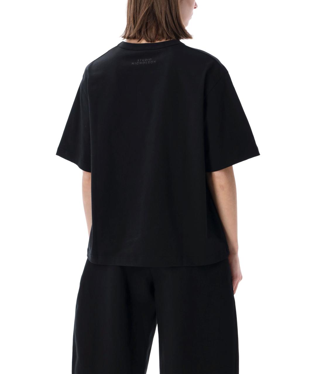 STUDIO NICHOLSON Черная хлопковая футболка, фото 2