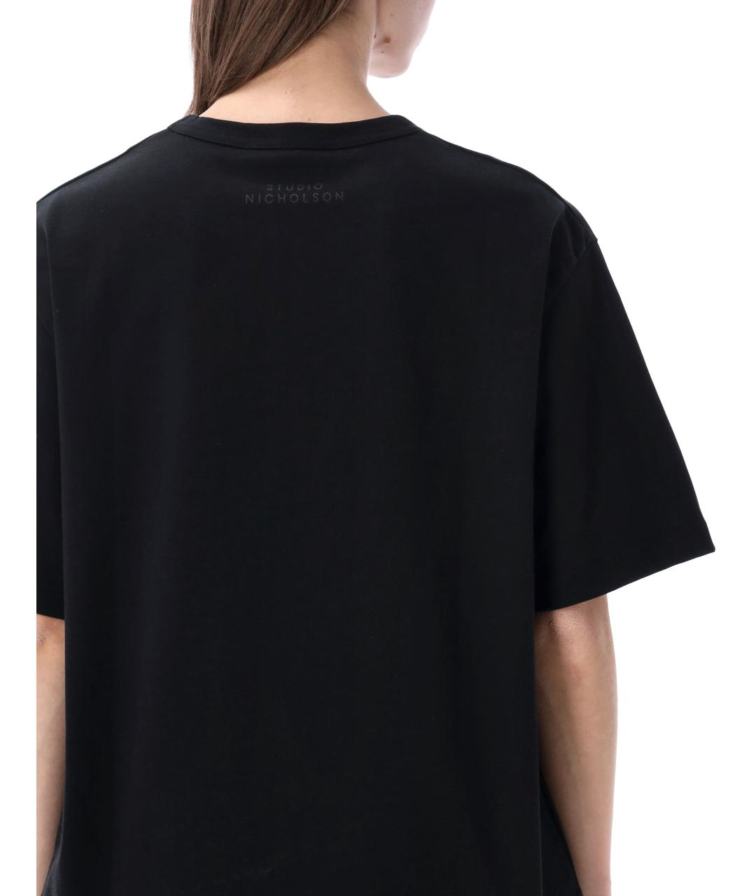 STUDIO NICHOLSON Черная хлопковая футболка, фото 3