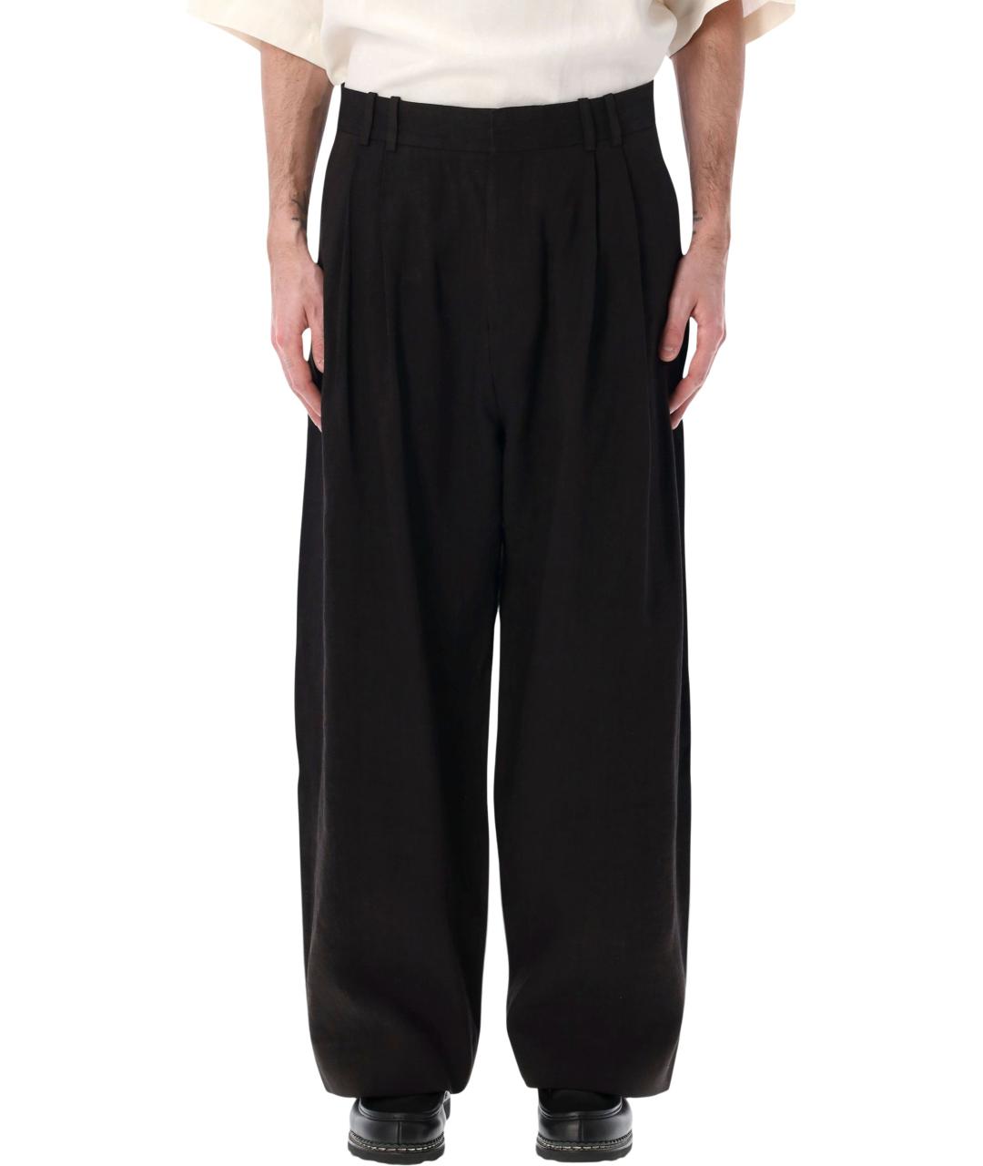 STUDIO NICHOLSON Коричневые вискозные повседневные брюки, фото 1