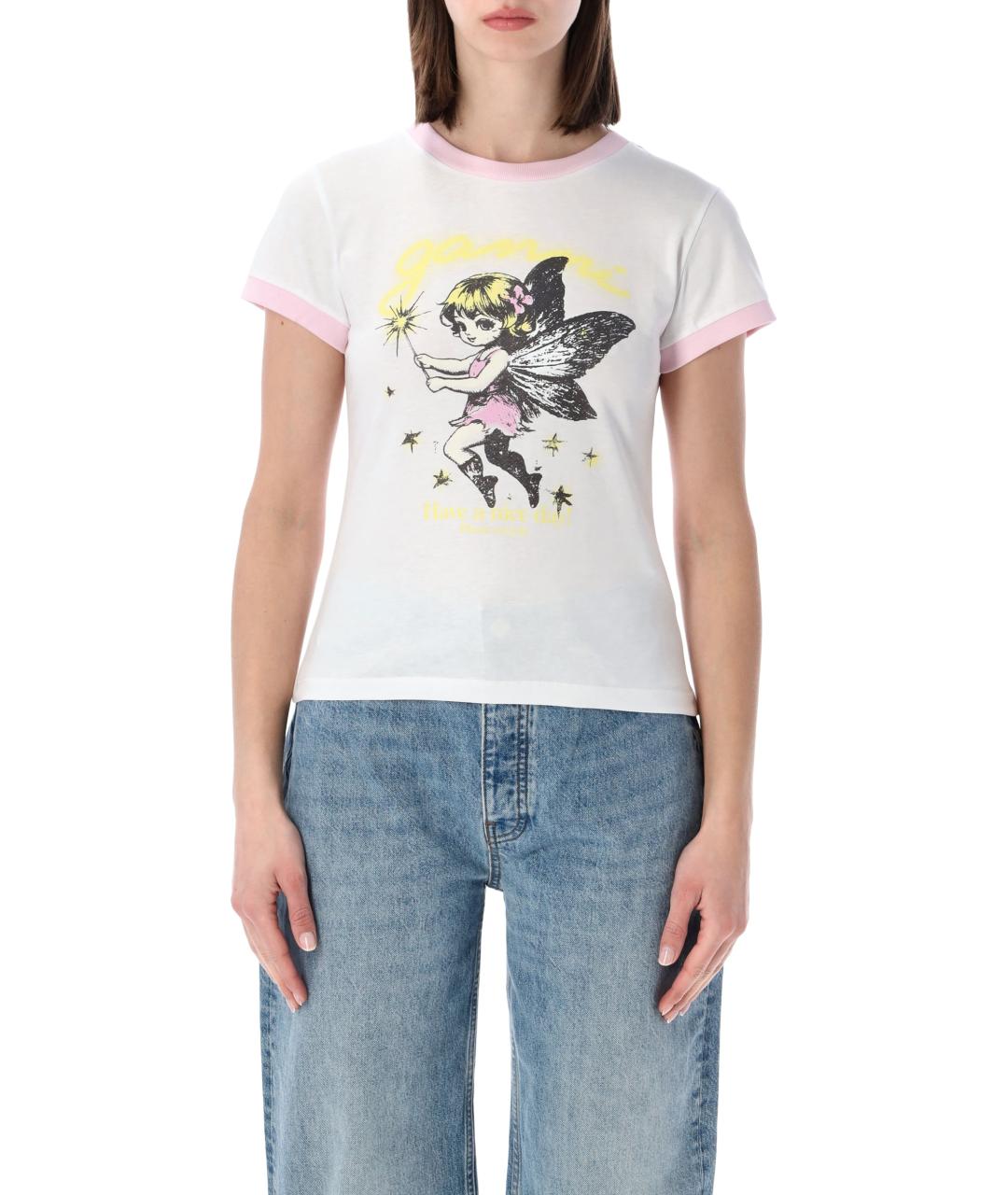 GANNI Мульти хлопковая футболка, фото 1