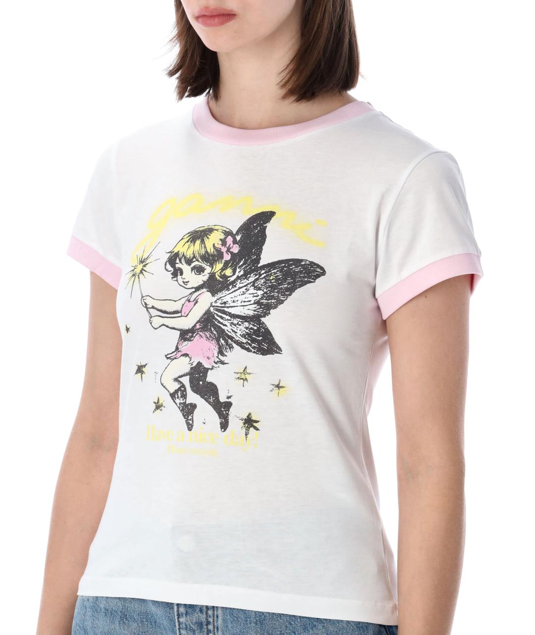 GANNI Мульти хлопковая футболка, фото 3