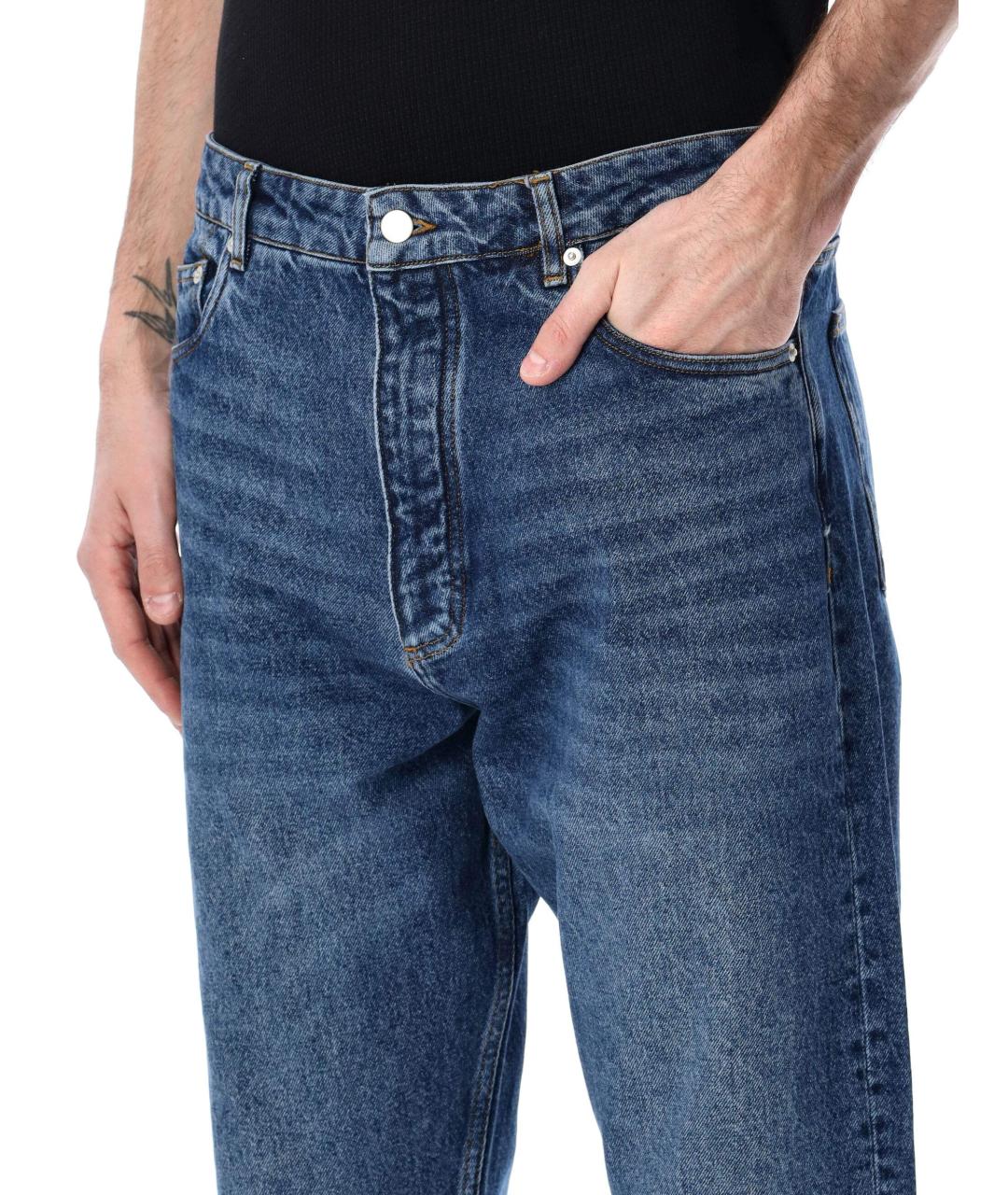 STUDIO NICHOLSON Темно-синие хлопковые прямые джинсы, фото 3