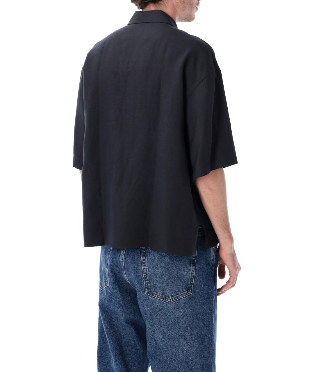 STUDIO NICHOLSON Темно-синее вискозное поло с коротким рукавом, фото 2