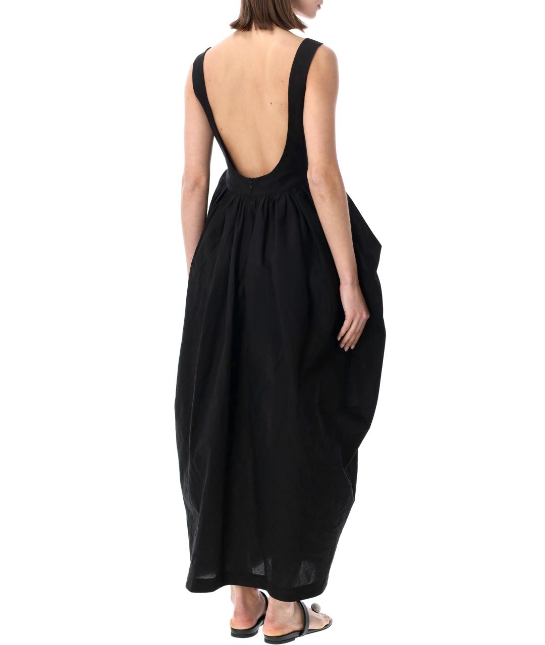 ROHE Черное хлопковое вечернее платье, фото 2