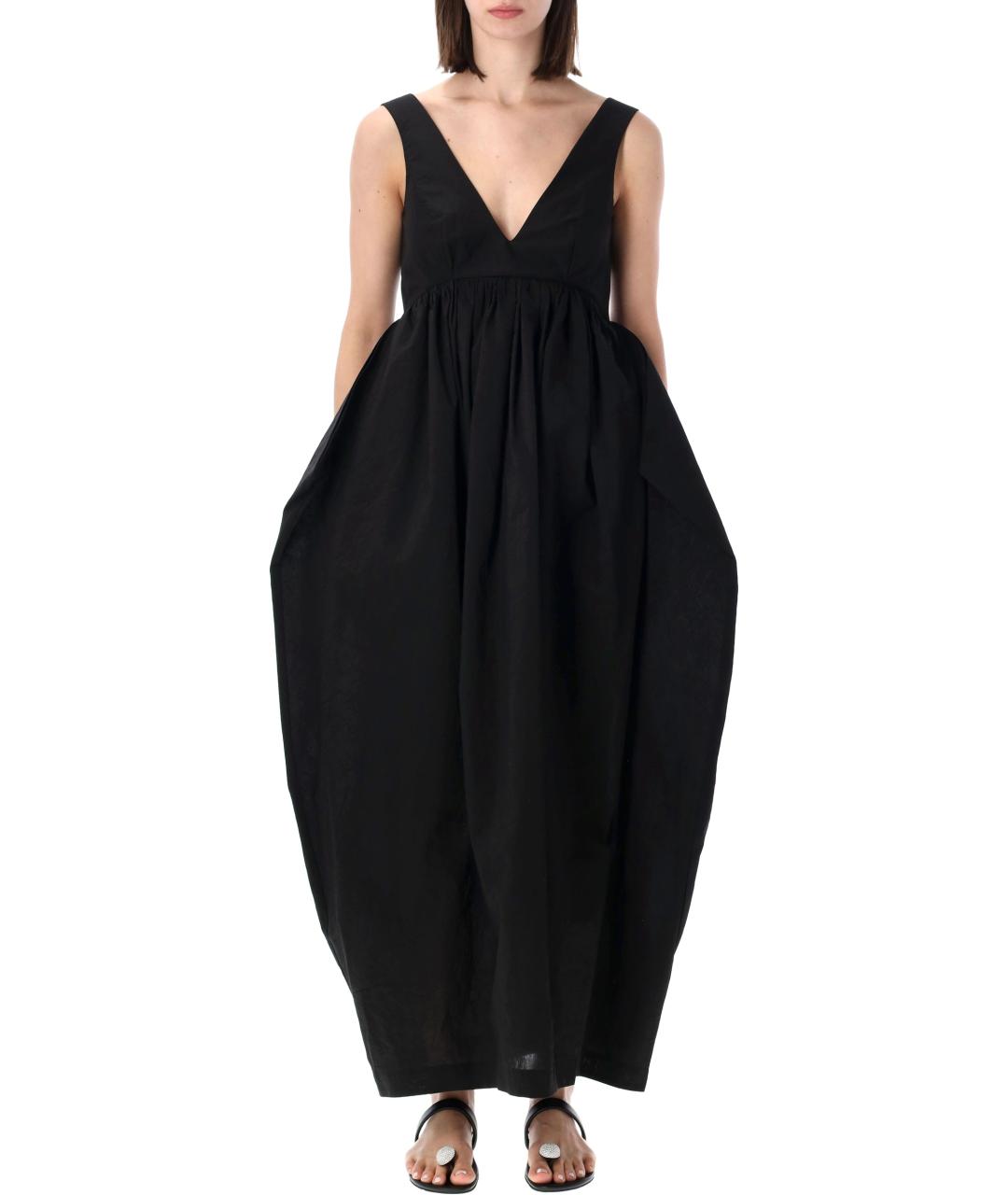 ROHE Черное хлопковое вечернее платье, фото 1