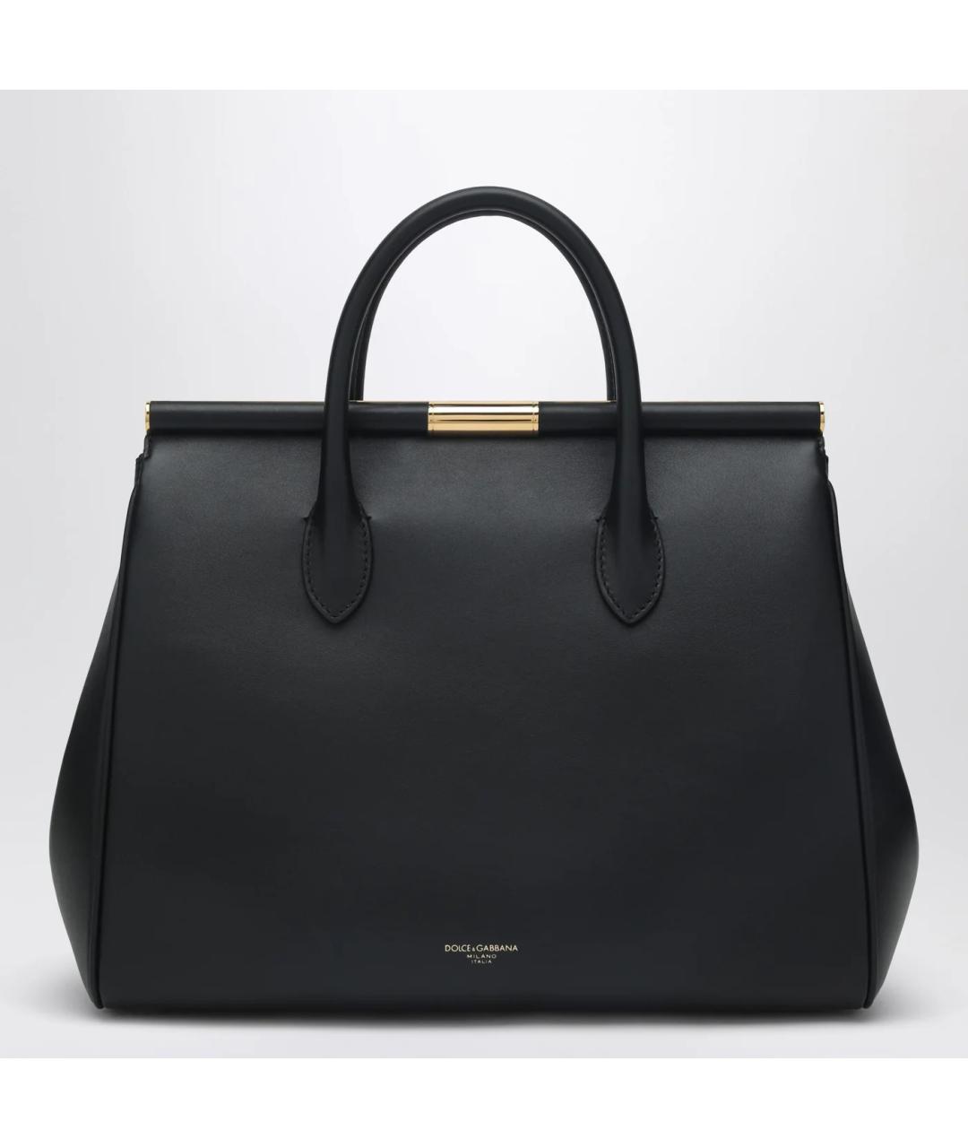 DOLCE&GABBANA Черная кожаная сумка тоут, фото 2