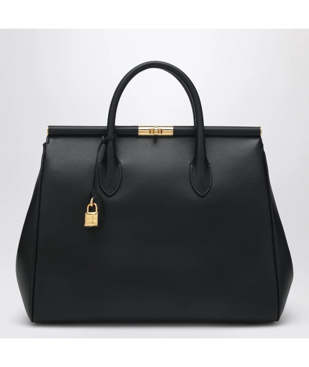 DOLCE&GABBANA Черная кожаная сумка тоут, фото 3
