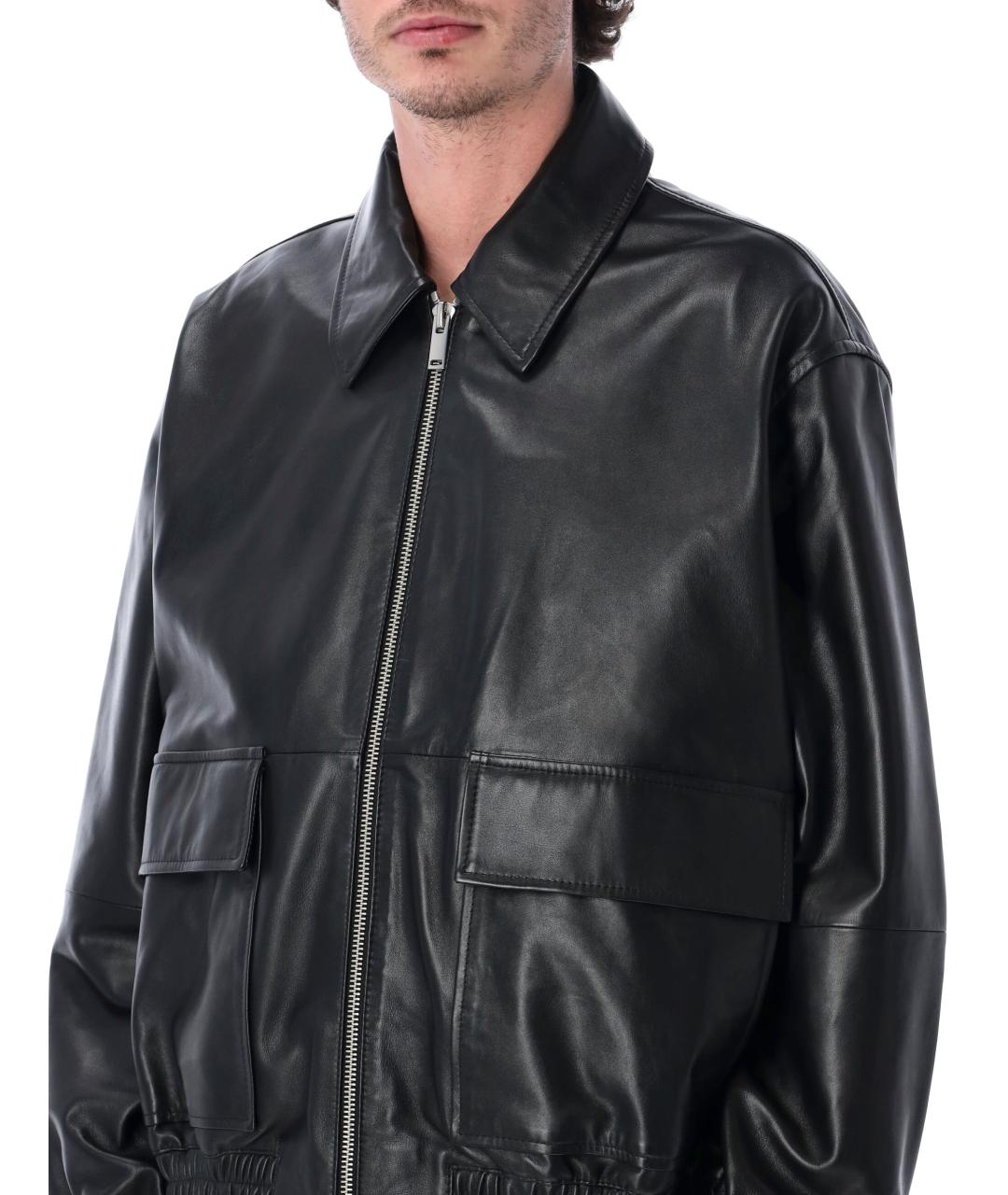 STUDIO NICHOLSON Черная кожаная куртка, фото 3