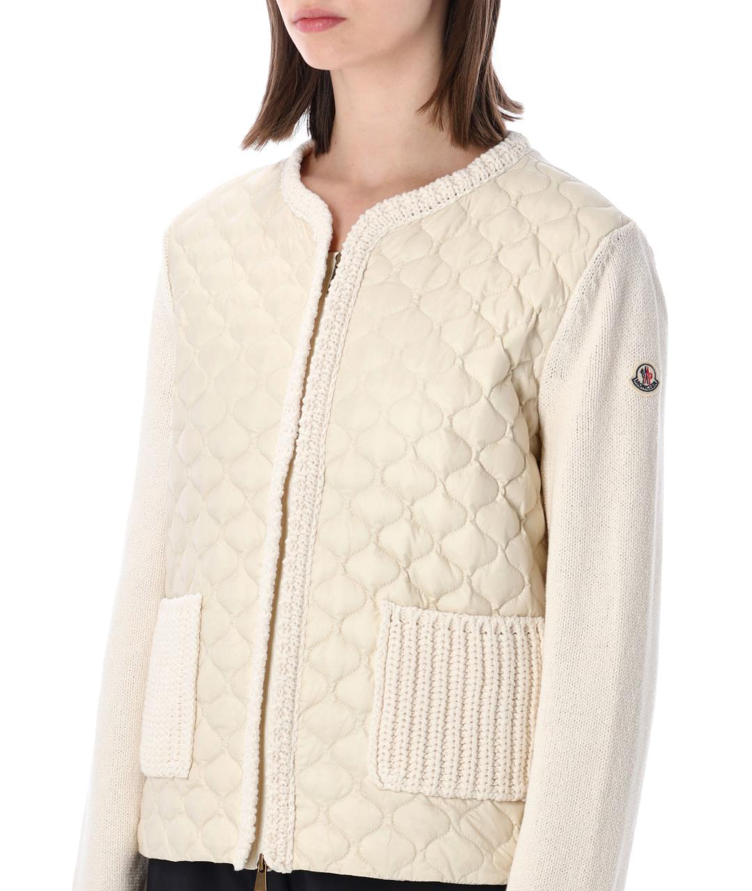 MONCLER Белый полиамидовый кардиган, фото 4