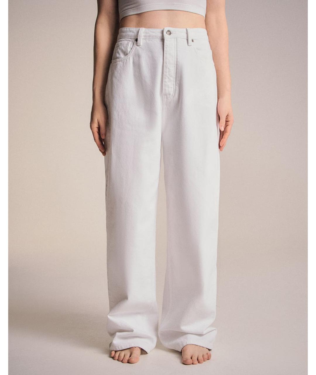 PERVERT Белые хлопковые прямые джинсы, фото 2