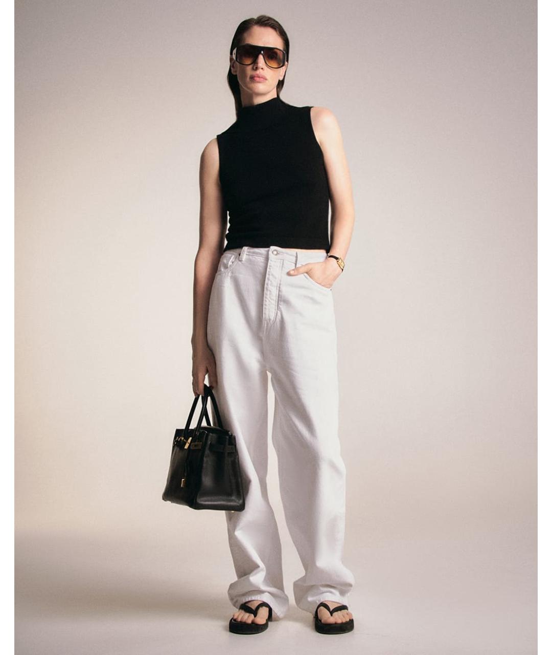 PERVERT Белые хлопковые прямые джинсы, фото 3