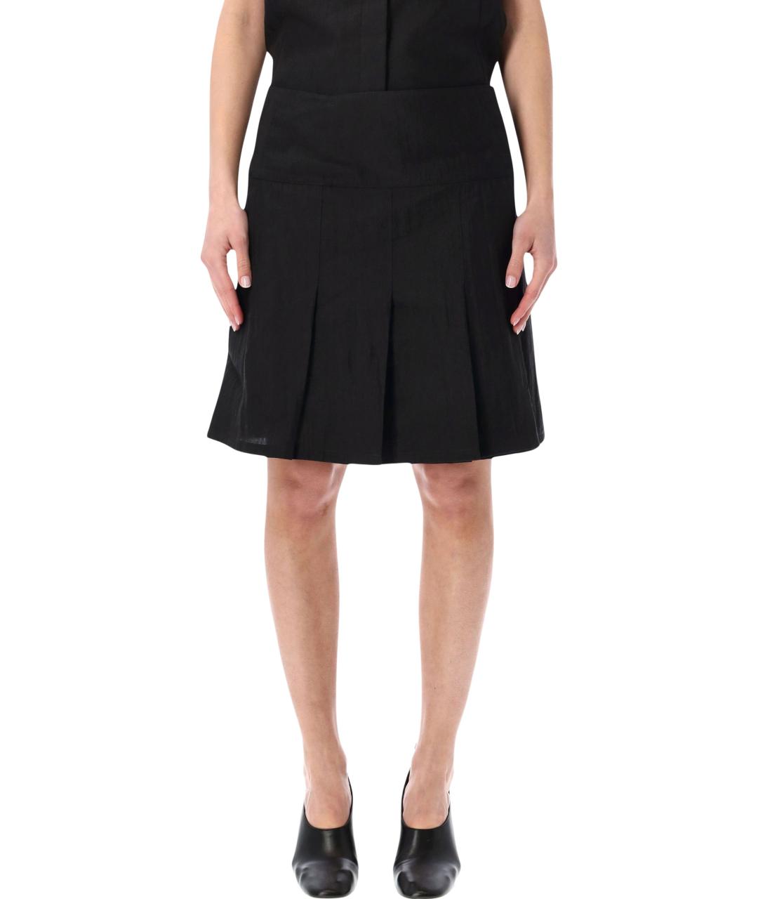 OUR LEGACY Черная льняная юбка миди, фото 1