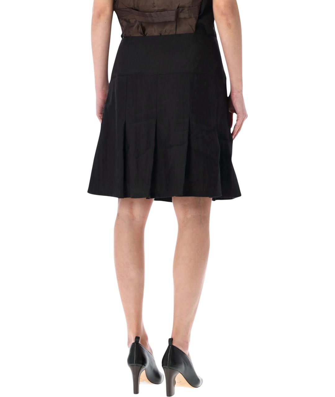 OUR LEGACY Черная льняная юбка миди, фото 2