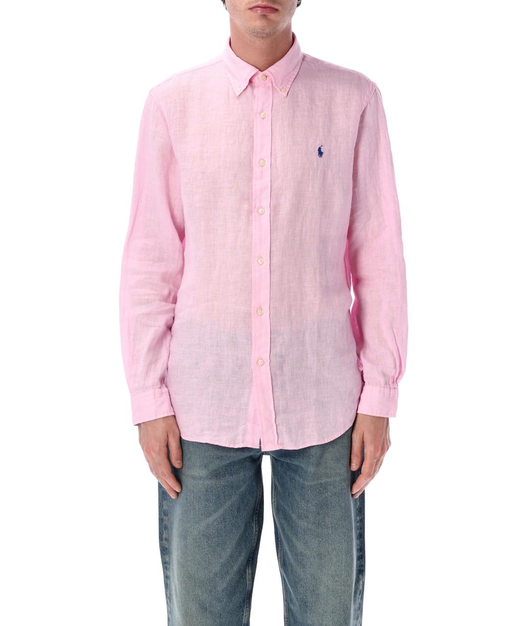 POLO RALPH LAUREN Розовая льняная кэжуал рубашка, фото 1