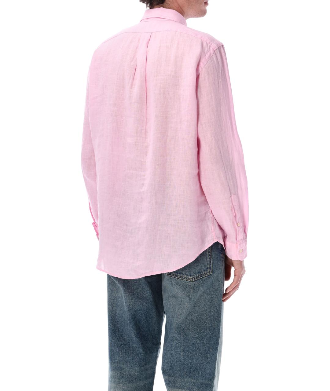 POLO RALPH LAUREN Розовая льняная кэжуал рубашка, фото 2