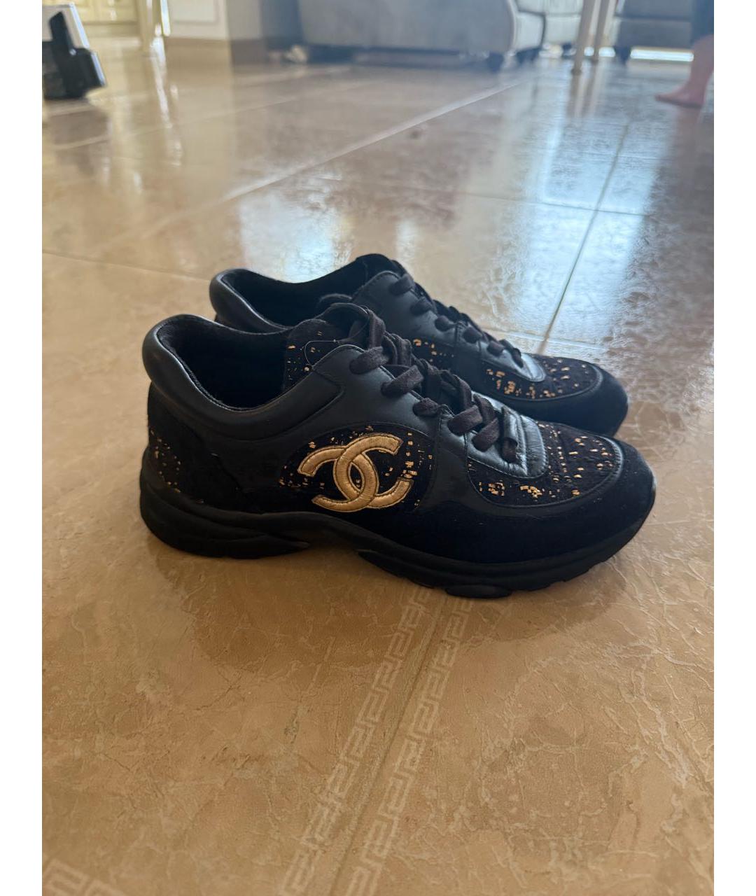 CHANEL Черные замшевые кроссовки, фото 3