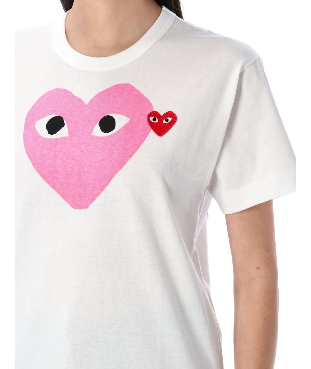 COMME DES GARÇONS PLAY Белая хлопковая футболка, фото 3