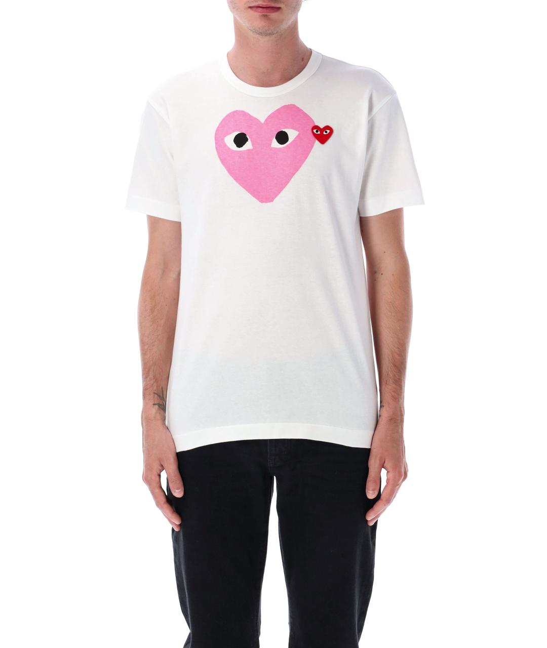 COMME DES GARÇONS PLAY Белая хлопковая футболка, фото 4