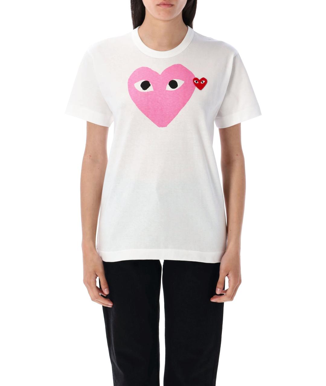 COMME DES GARÇONS PLAY Белая хлопковая футболка, фото 1