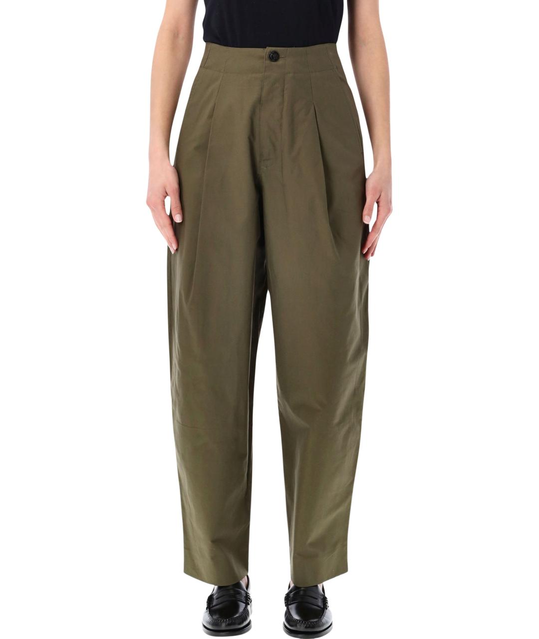 SOEUR Хаки хлопковые прямые брюки, фото 1