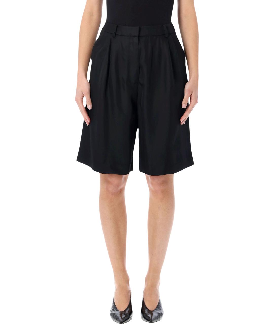 THE FRANKIE SHOP Черные ацетатные шорты, фото 1