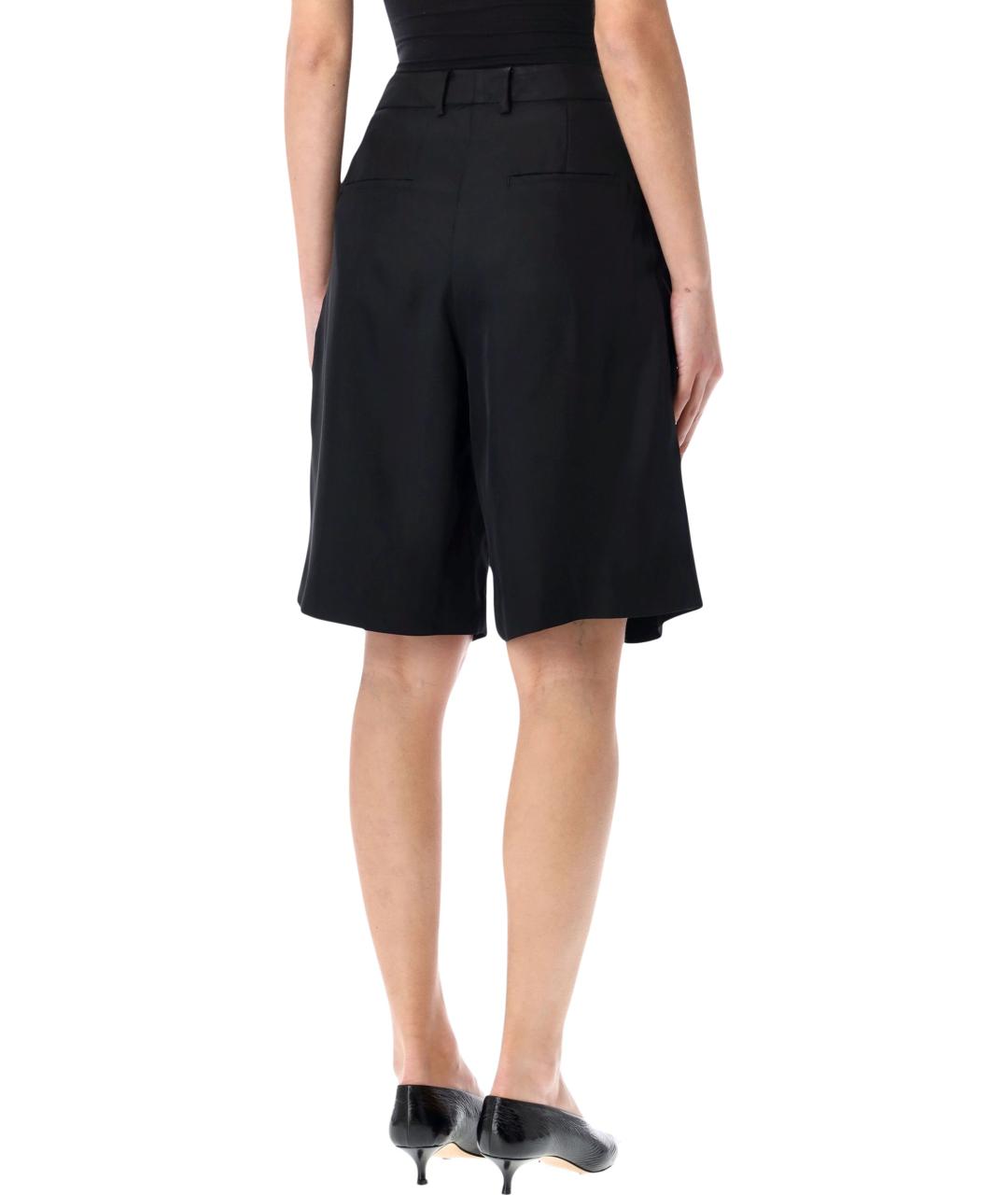 THE FRANKIE SHOP Черные ацетатные шорты, фото 2